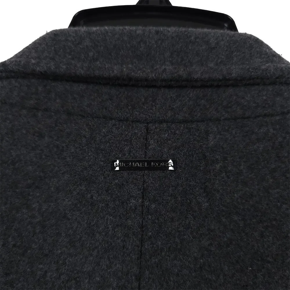 Michael Kors Mens Slim Fit Overcoat 46R Charcoal Grey Solid Stretch Wool Blend